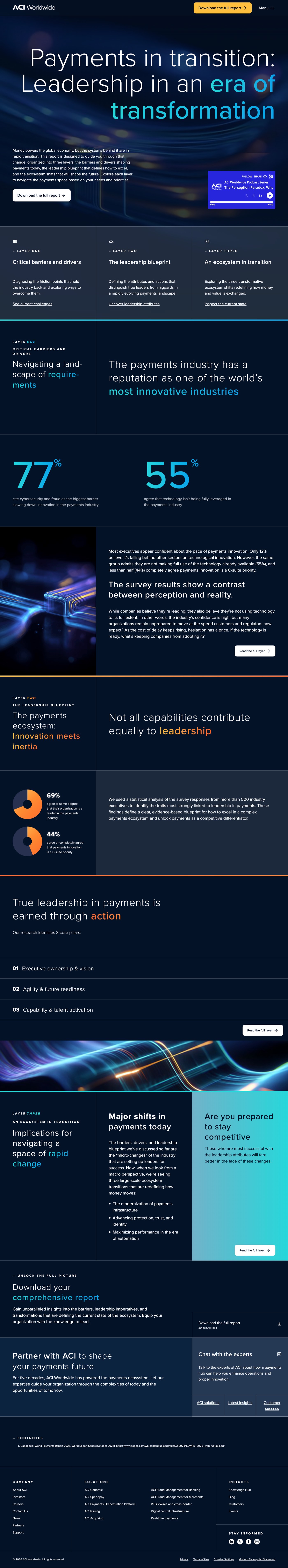 Full-page preview of the ACI Worldwide Payments in Transition report